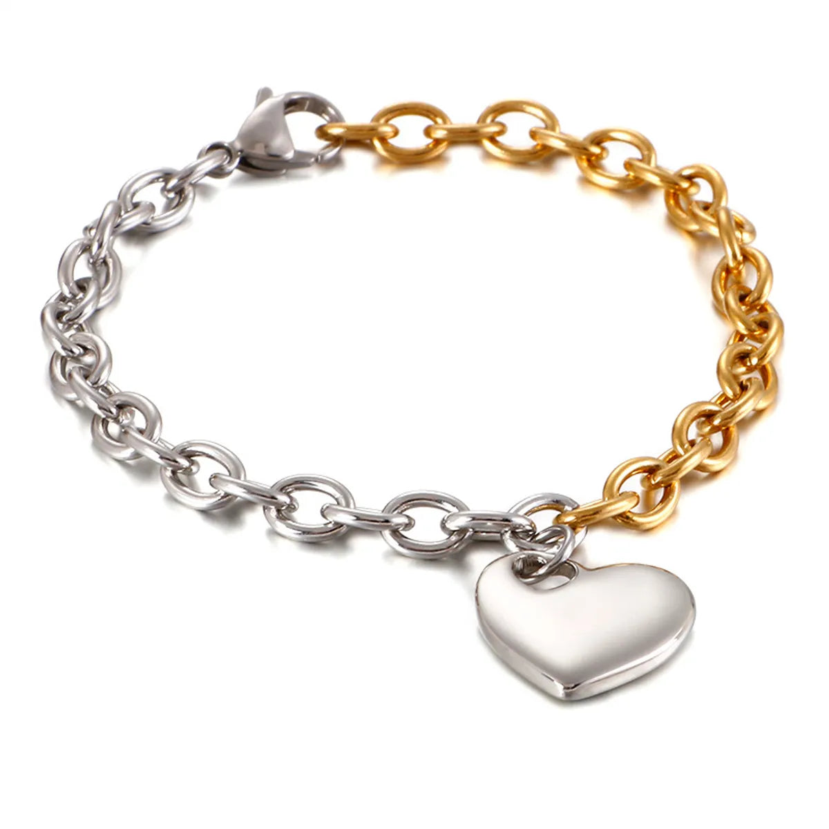 women's birthstone bangles-Simple And Creative Gold Stainless Steel Heart Bracelet Wholesale