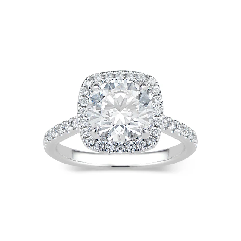 women's oval engagement rings-Cushion Halo Diamond Engagement Ring with Hidden Halo