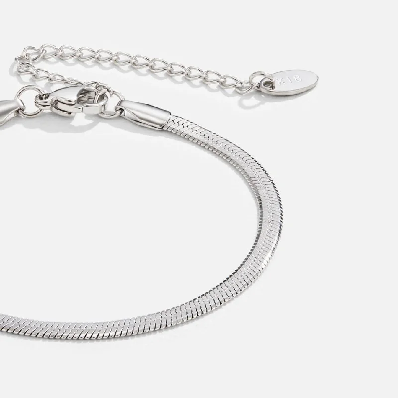 women's cuff-style bracelets-Sarya Snake Chain Silver Bracelet