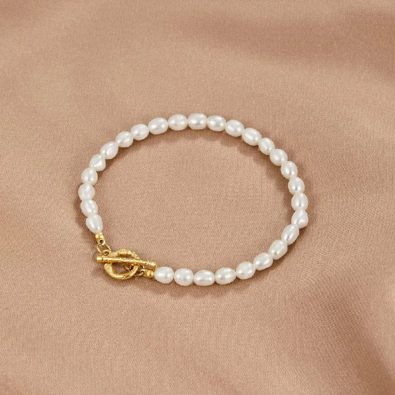 women's engraved bangles-Cara Pearl Link Bracelet