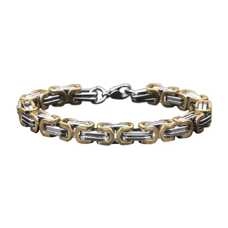 women's luxury gemstone bracelets-Two-Tone Byzantine Bracelet