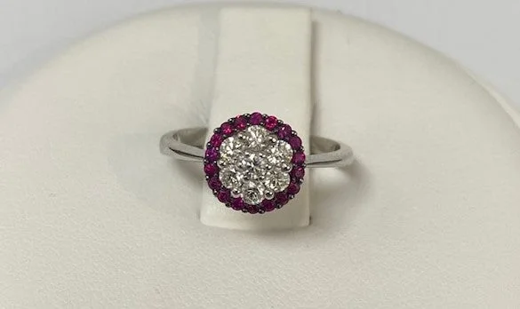 women's emerald engagement rings-18kt White Gold Ruby and Diamond Ring