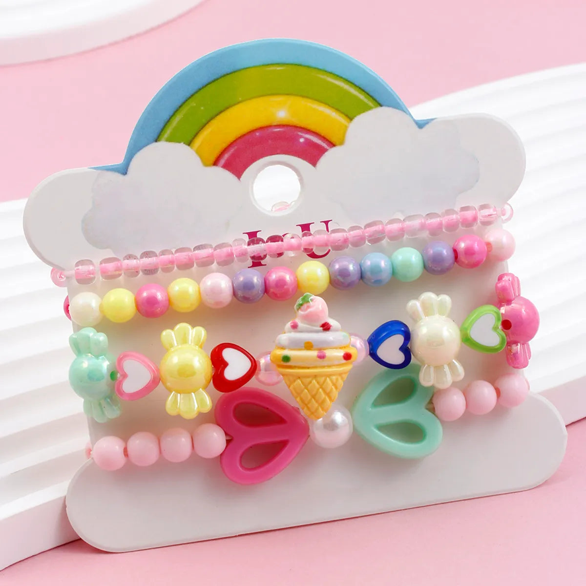 women's vibrant bangles-Princess Cute Sweet Clouds Ice Cream Heart Shape Arylic Resin Girl's Bracelets