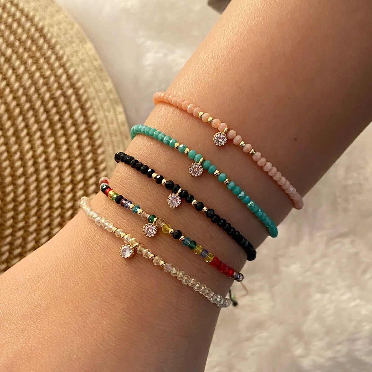 women's engraved cuff bracelets-Bohemian Round Copper Beaded Bracelets