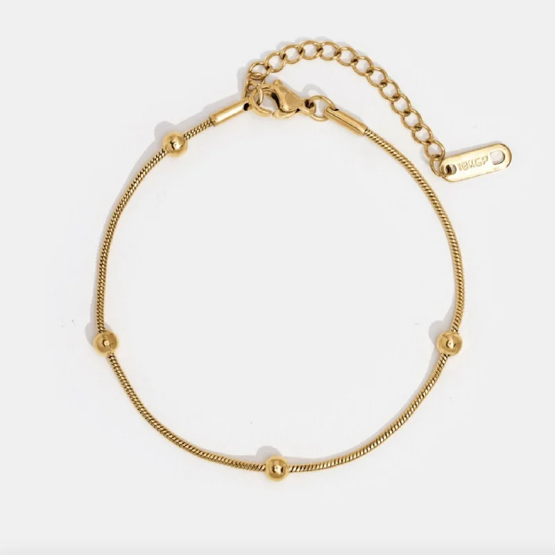 women's stylish bangles-Luna Gold Bead Bracelet