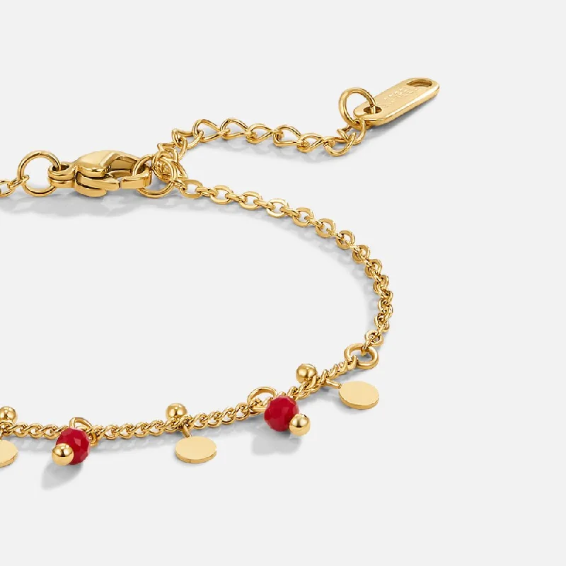 women's unique gold bangles-Ruby Red Bead Bracelet