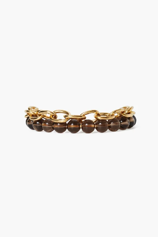 women's multi-layered bracelets-Esme Chain Bracelet Smoky Quartz