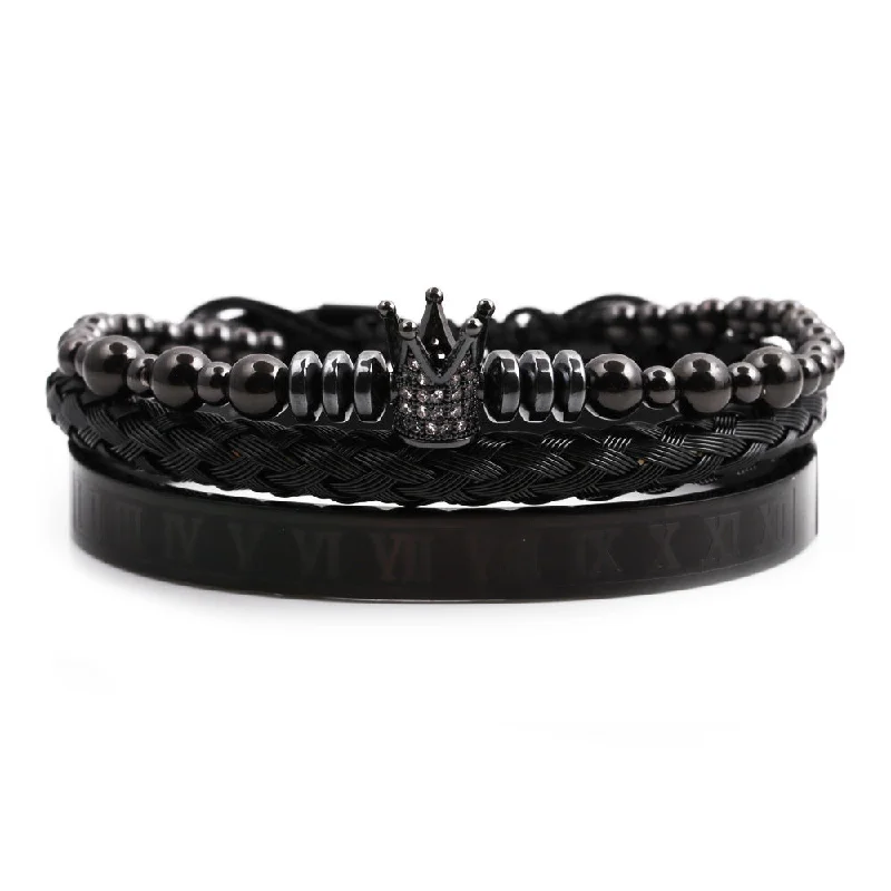 Roman Bracelet + Open-Ended Bracelet + Crown Black