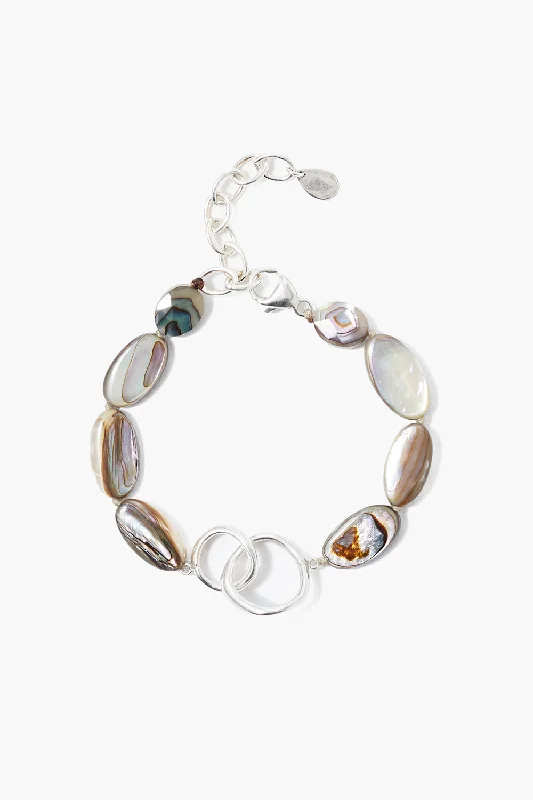 women's elegant cuff bangles-Reunion Link Bracelet Abalone