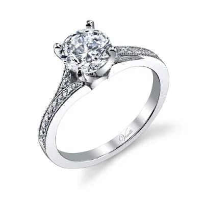 women's multi-stone engagement rings-14K White Gold and Diamond Engagement Ring