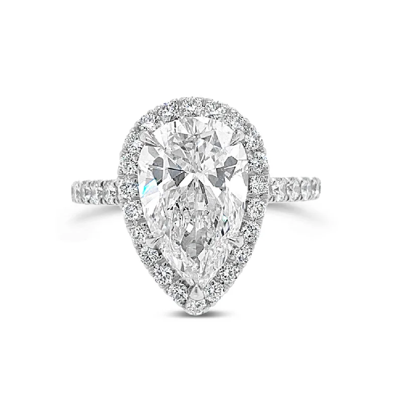 women's contemporary diamond engagement rings-Pear Halo Diamond Engagement Ring