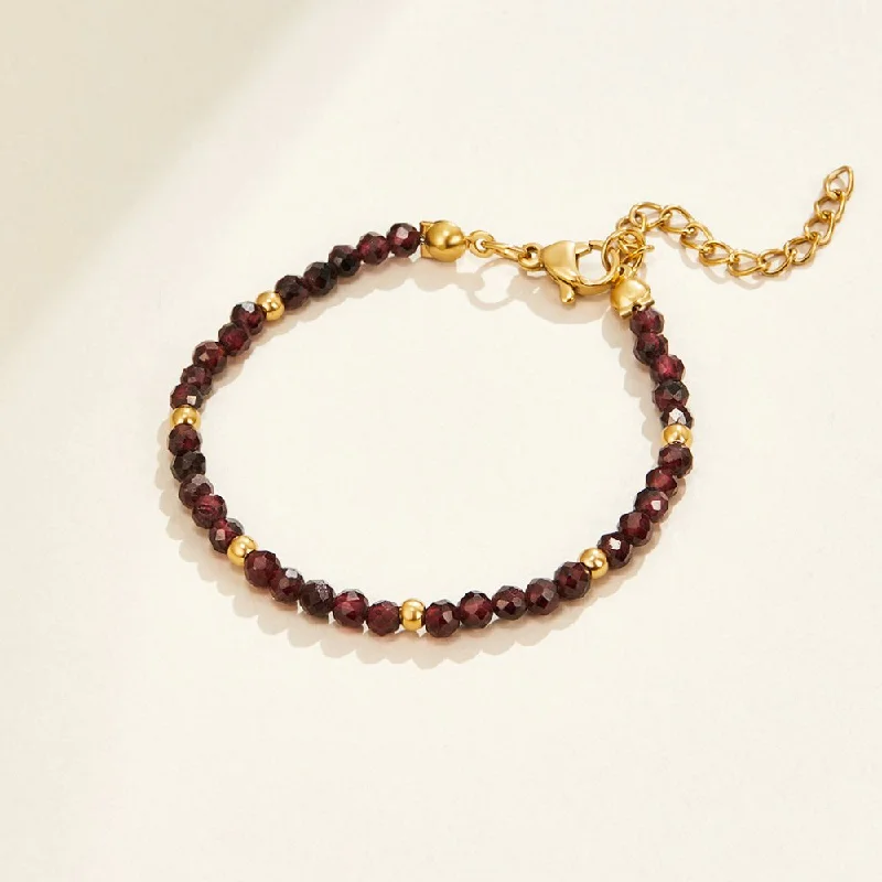 women's classic bracelets set-Red Garnet Bead Bracelet