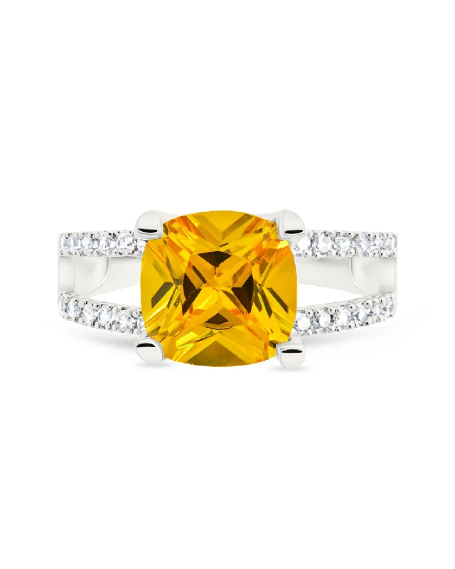 women's custom engagement rings-Sterling Silver Britney's Engagement Ring in Canary