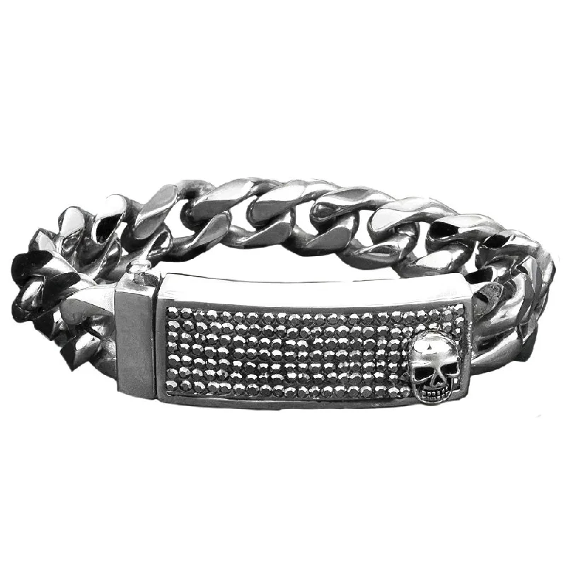 women's woven leather bracelets-Crystal Skull Bracelet