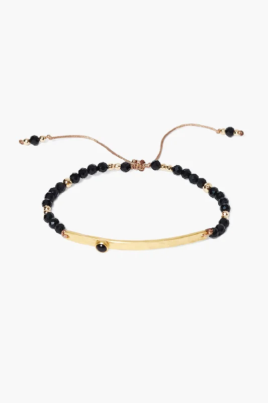 women's friendship bracelets-Delilah Pull-Tie Bracelet Onyx Mix