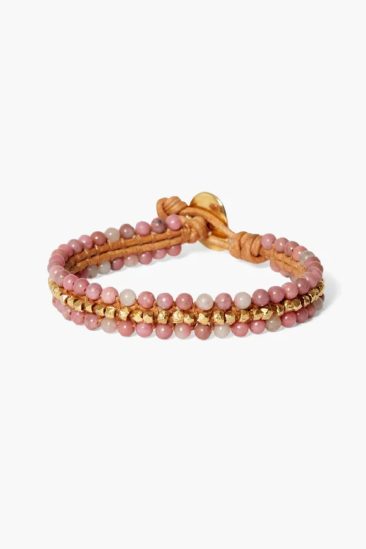 women's pearl bangles-Koa Cuff Wrap Bracelet Rhodonite