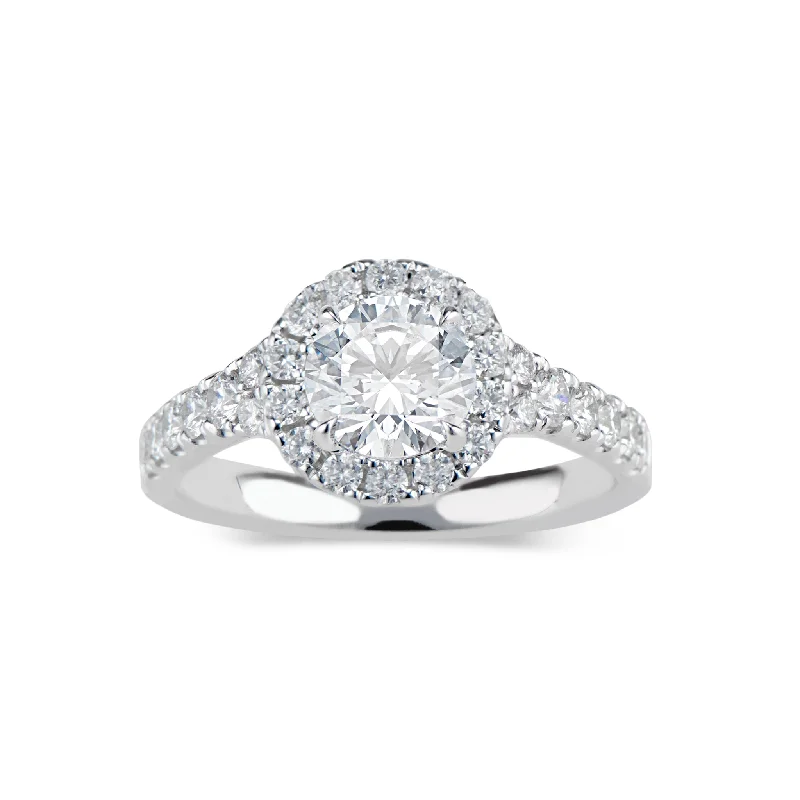 women's solitaire engagement rings-Round Classic Halo Diamond Engagement Ring