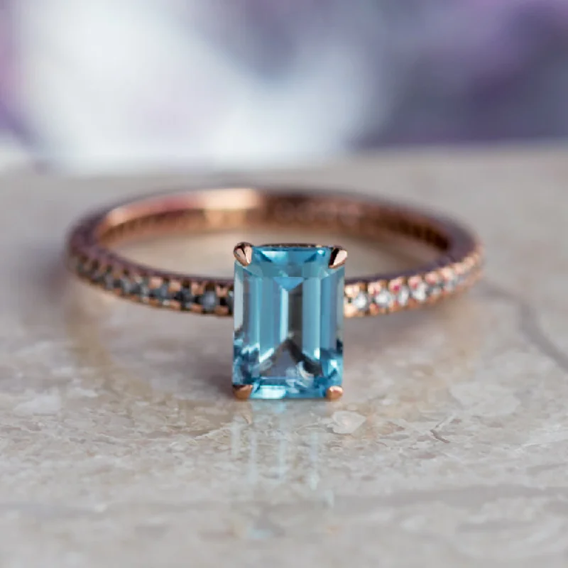 women's engagement rings with colored stones-Claw Prong Emerald Cut Engagement Ring