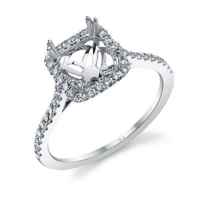 women's split shank engagement rings-14K White Gold and Diamond Engagement Ring