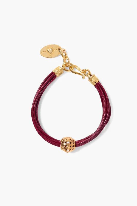 women's stretch bracelets-James Leather Bracelet Garnet