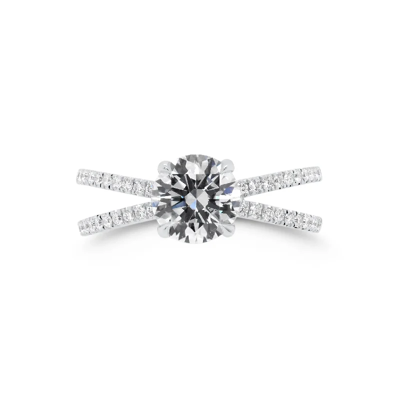 women's antique engagement rings-Round Diamond Engagement Ring with Open Shank