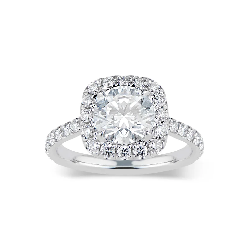 women's diamond engagement rings-Cushion Halo Diamond Timeless Engagement Ring