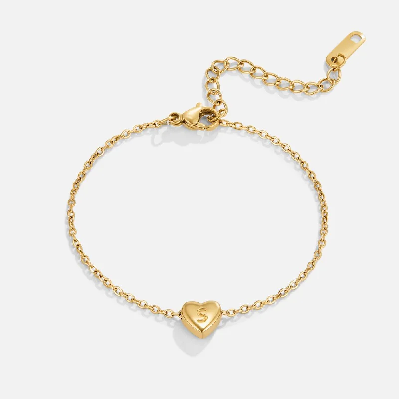 women's large bangle bracelets-Letter Heart Bracelet