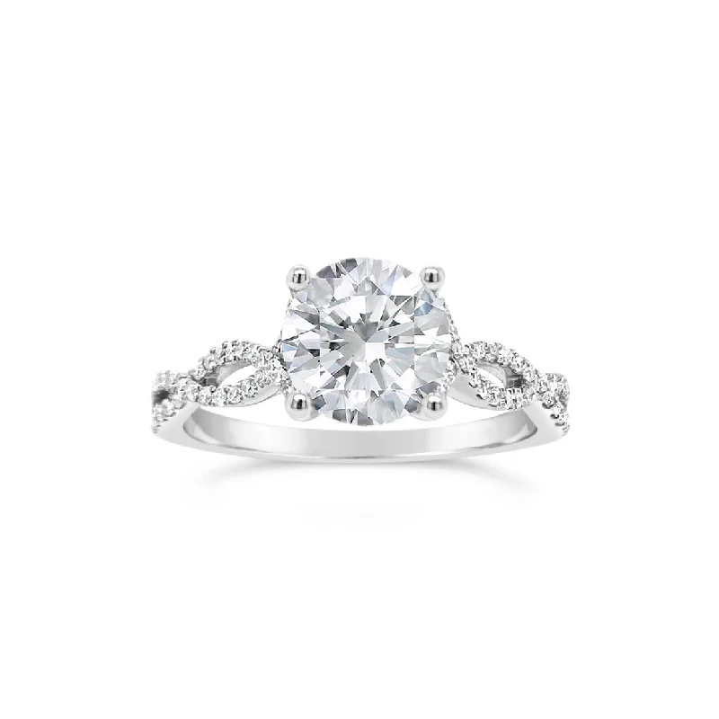 women's platinum diamond engagement rings-Round Diamond Engagement Ring with Twisted Shank