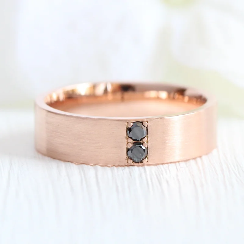 women's ethically sourced engagement rings-You & Me Black Diamond Ring in Solid Gold Men's Wedding Band