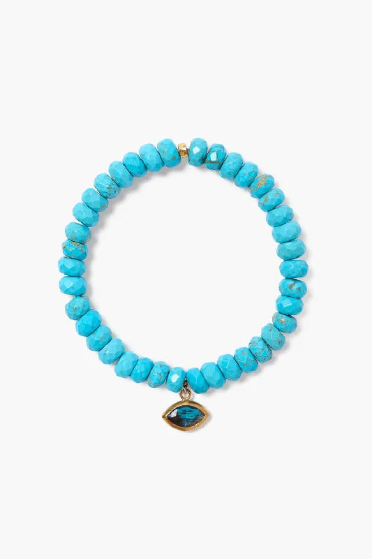 women's engraved bangles-Evil Eye Charm Bracelet Turquoise