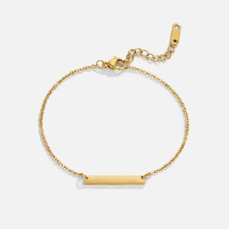 women's flower bangles-Rina Gold Bar Bracelet