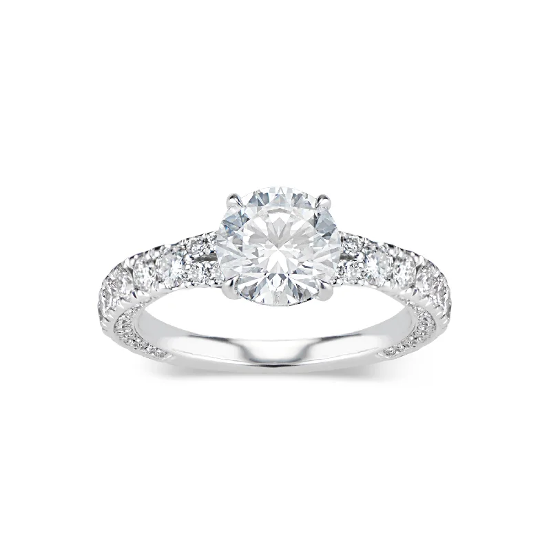 women's luxury gemstone engagement rings-Round Diamond Engagement Ring with Bypass Shank