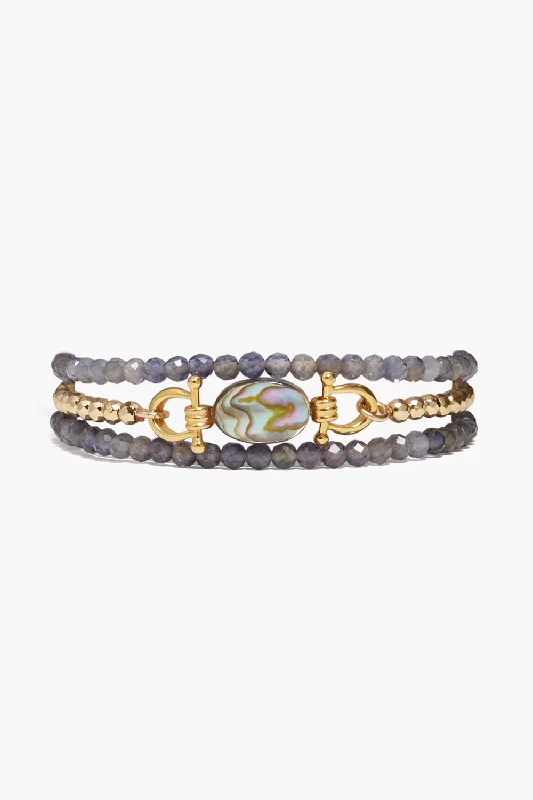 women's stackable bracelets-Cheval Triple Naked Wrap Bracelet Iolite