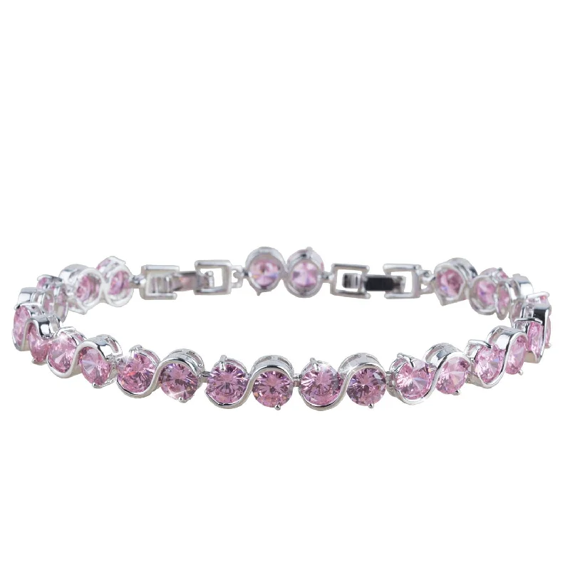 women's trendy bracelets-Soprano Pink Rhodium Bracelet