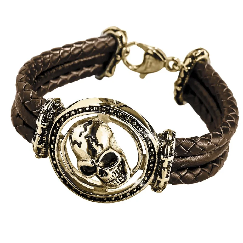 women's adjustable bangles-Skull Arena Gold Bracelet