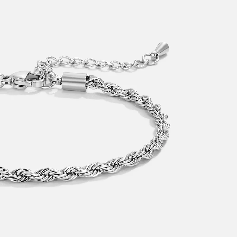 women's silver tennis bracelets-Twisted Chain Silver Bracelet