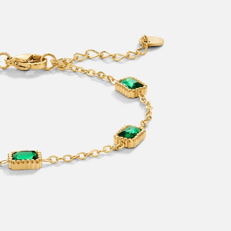 women's animal print bangles-Trinity Emerald Bracelet