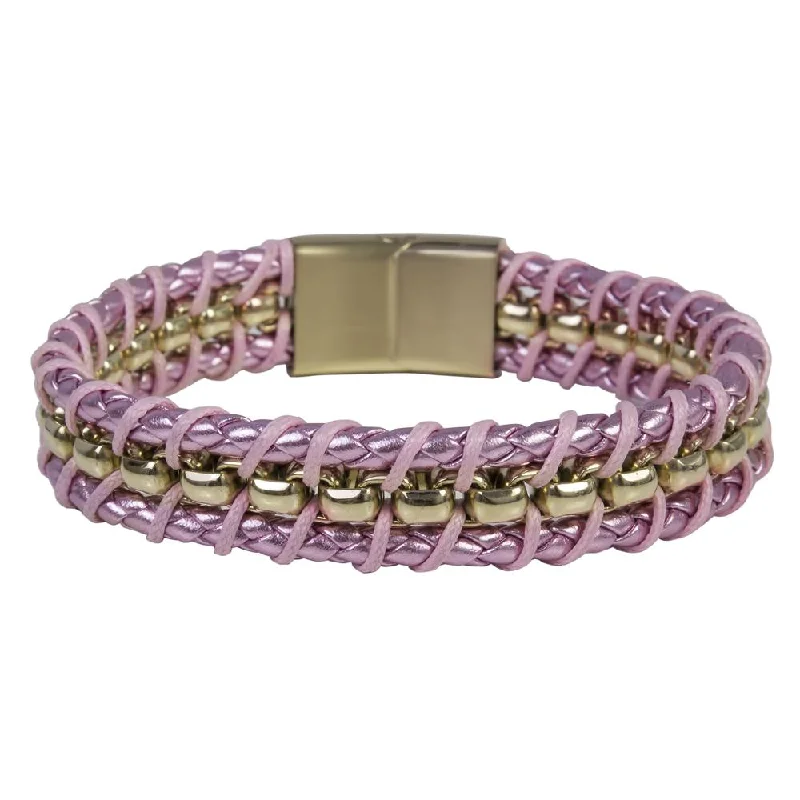 women's animal print bangles-Melrose Pink Leather Bracelet