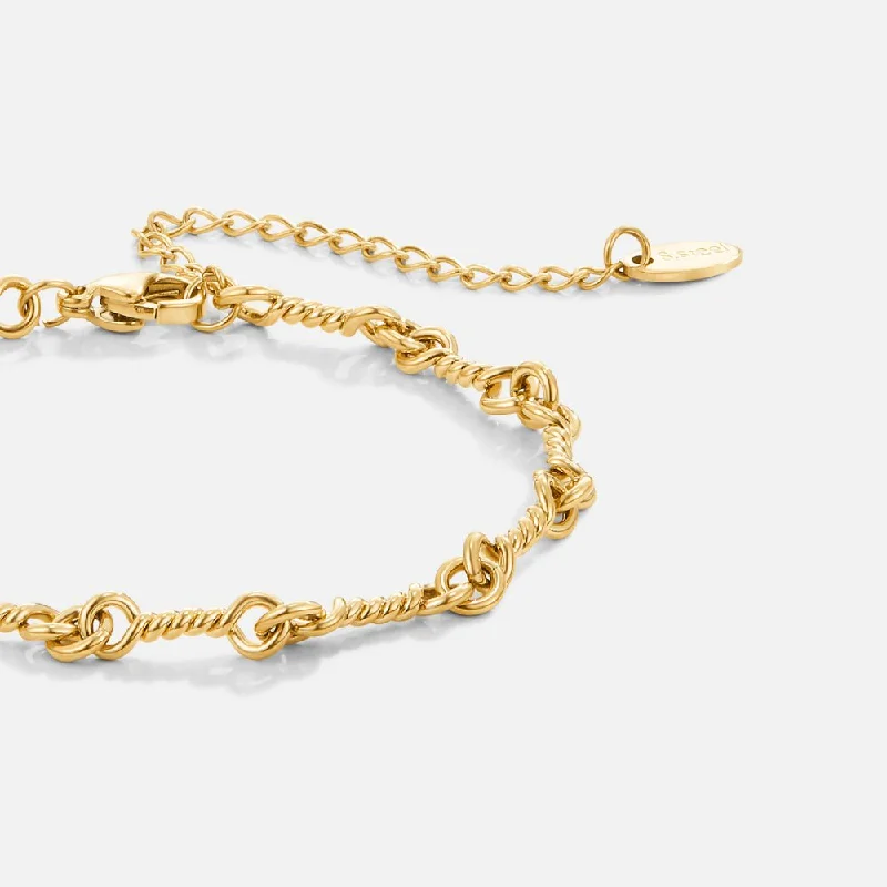 women's double-layer bracelets-Figaro Gold Knot Chain Bracelet