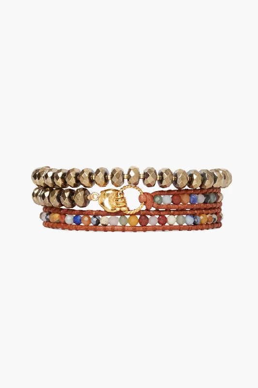 women's charm bracelets-Mano Triple Wrap Bracelet Multi Mix