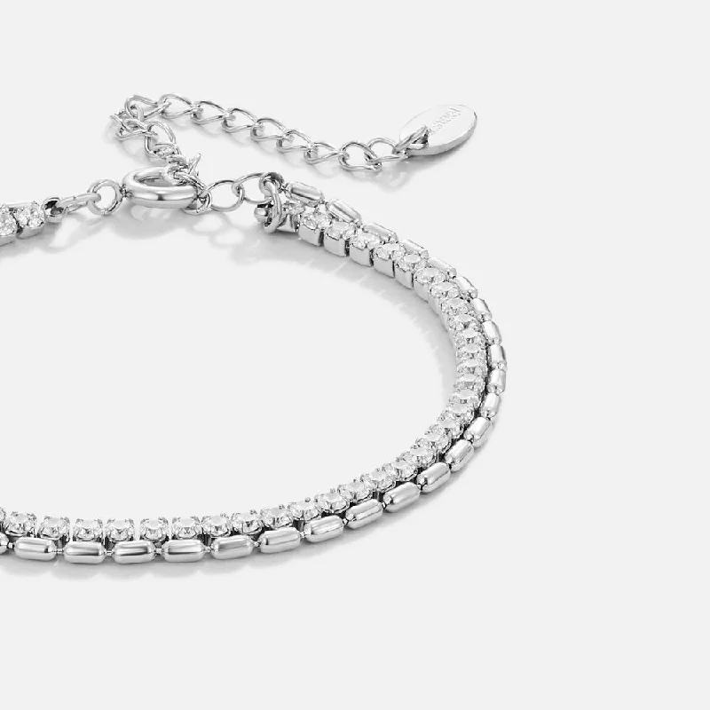 women's spiritual bangles-Arelia Crystal Silver Bracelet