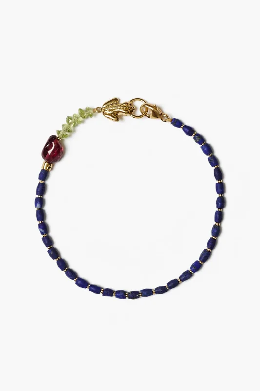 women's chunky bangle bracelets-Lottie Bracelet Lapis Mix