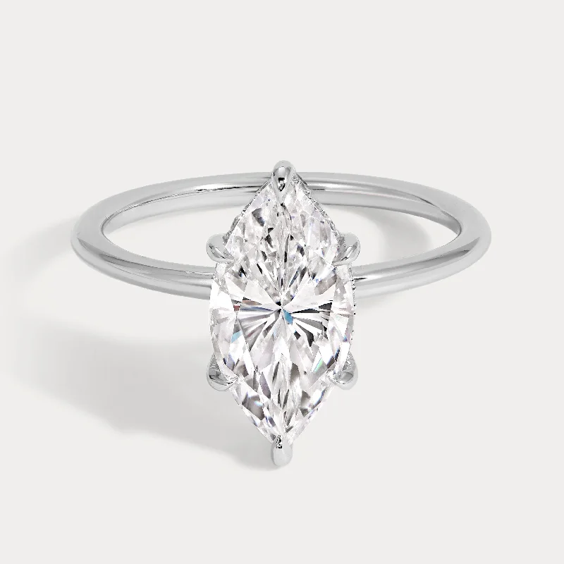 women's vintage-inspired engagement rings-Courtney - 2.52ct Earth Mined Marquise Engagement Ring