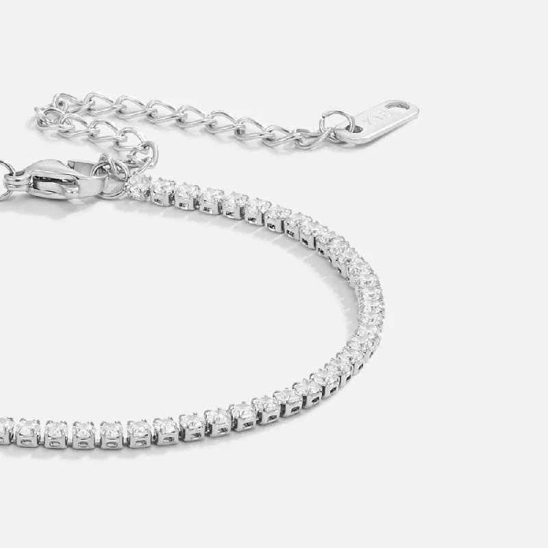 women's statement bracelets-Cordelia Silver Tennis Bracelet