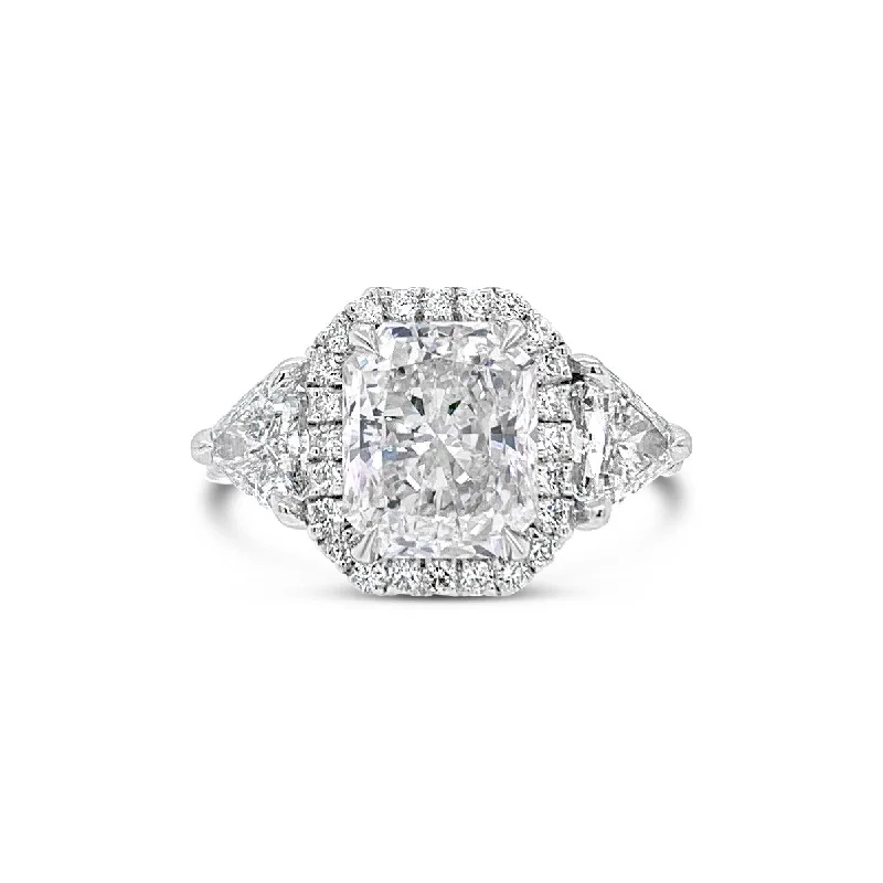 women's ethically sourced engagement rings-Three-Stone Elongated Radiant-Cut Diamond Engagement Ring