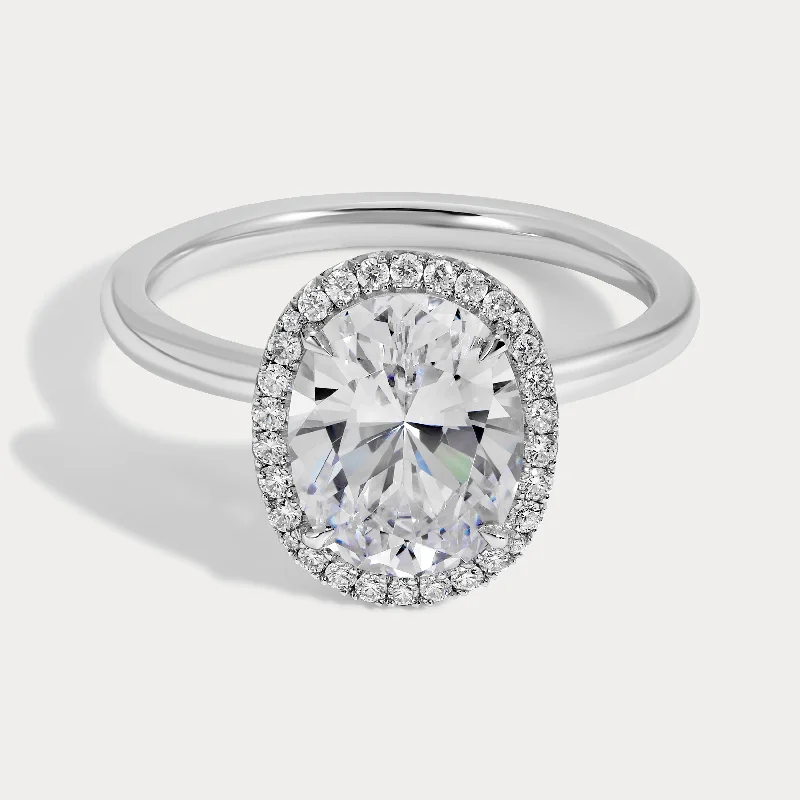 women's modern halo engagement rings-Melanie - 2.58ct Earth Mined Oval Engagement Ring