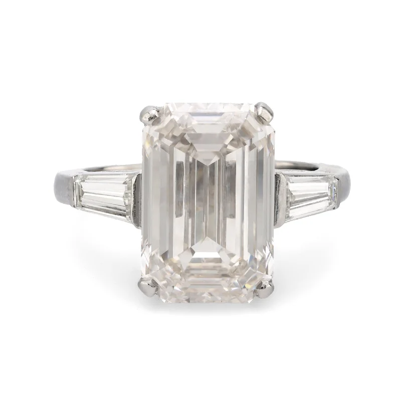 women's vintage engagement rings-GIA 7.08 carat flawless emerald cut diamond platinum engagement ring