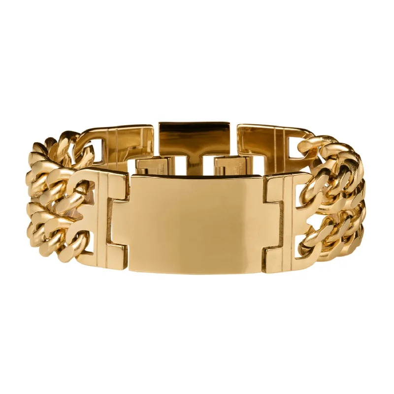 women's trendy cuff bracelets-Yale Duo Curb Bracelet