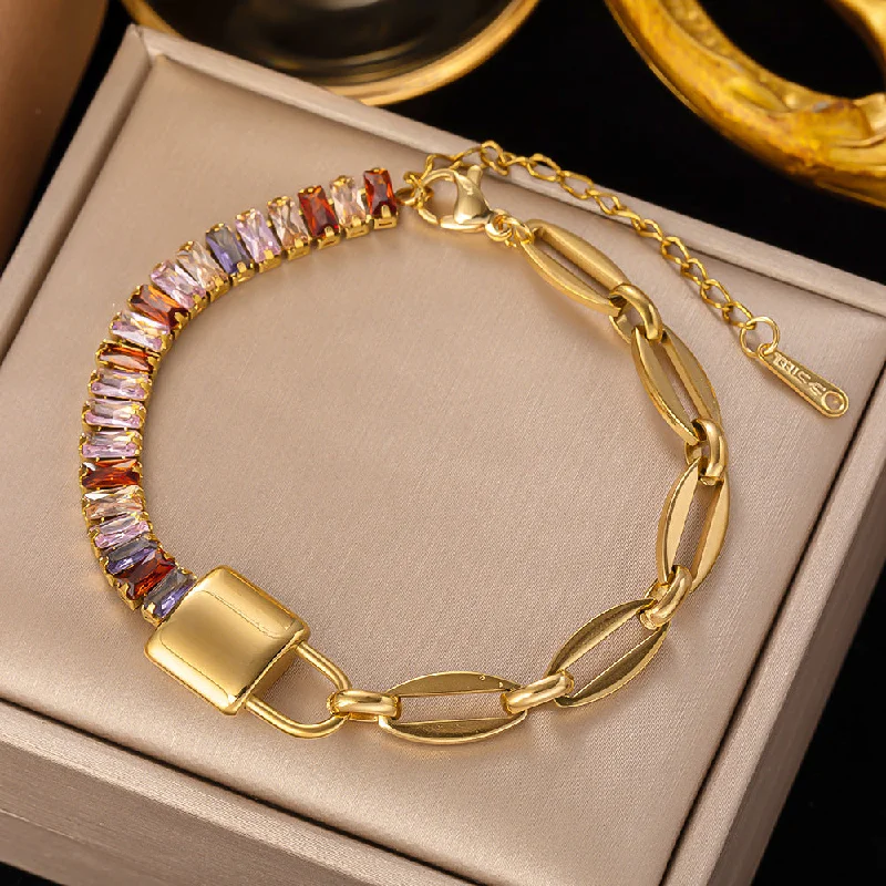 Jye2022 Bracelet Gold Colorful Crystals Lock