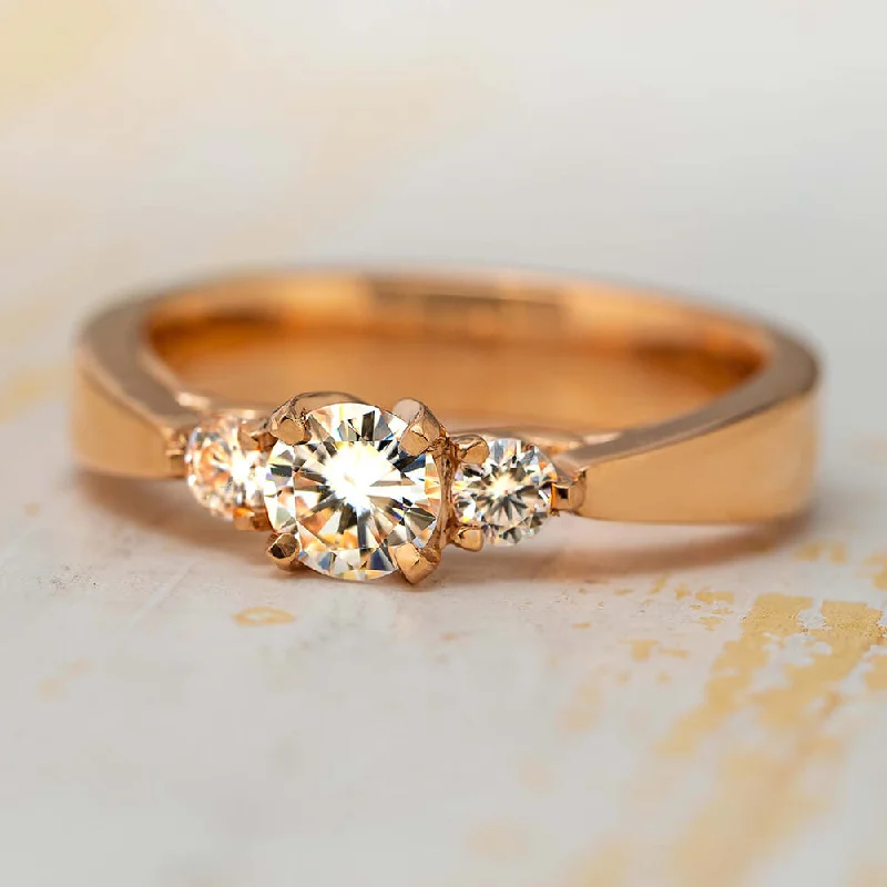 women's cushion-shaped engagement rings-Three Stone Engagement With Floral Prongs